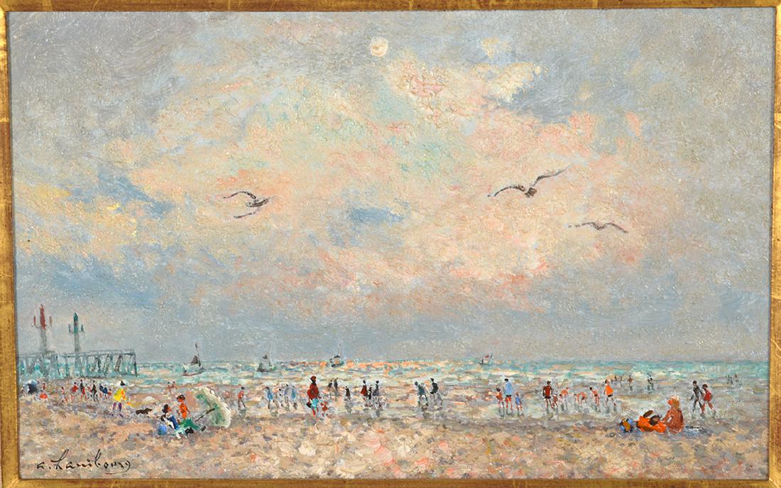 Andre Hambourg "A La Plage" O/C (1 of 6)