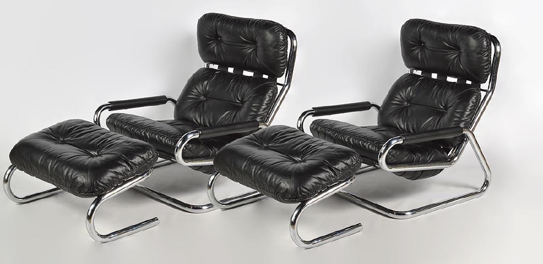 Pr. Directional Furniture Black Leather Chairs (1 of 4)