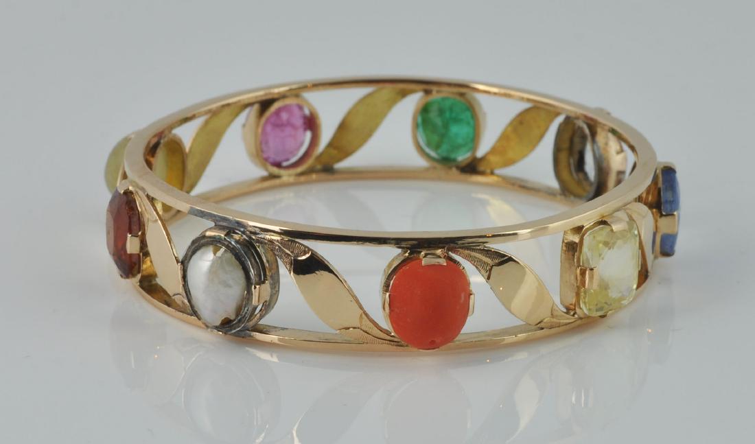 14Kt. Gold Bangle with Precious Stones (1 of 6)