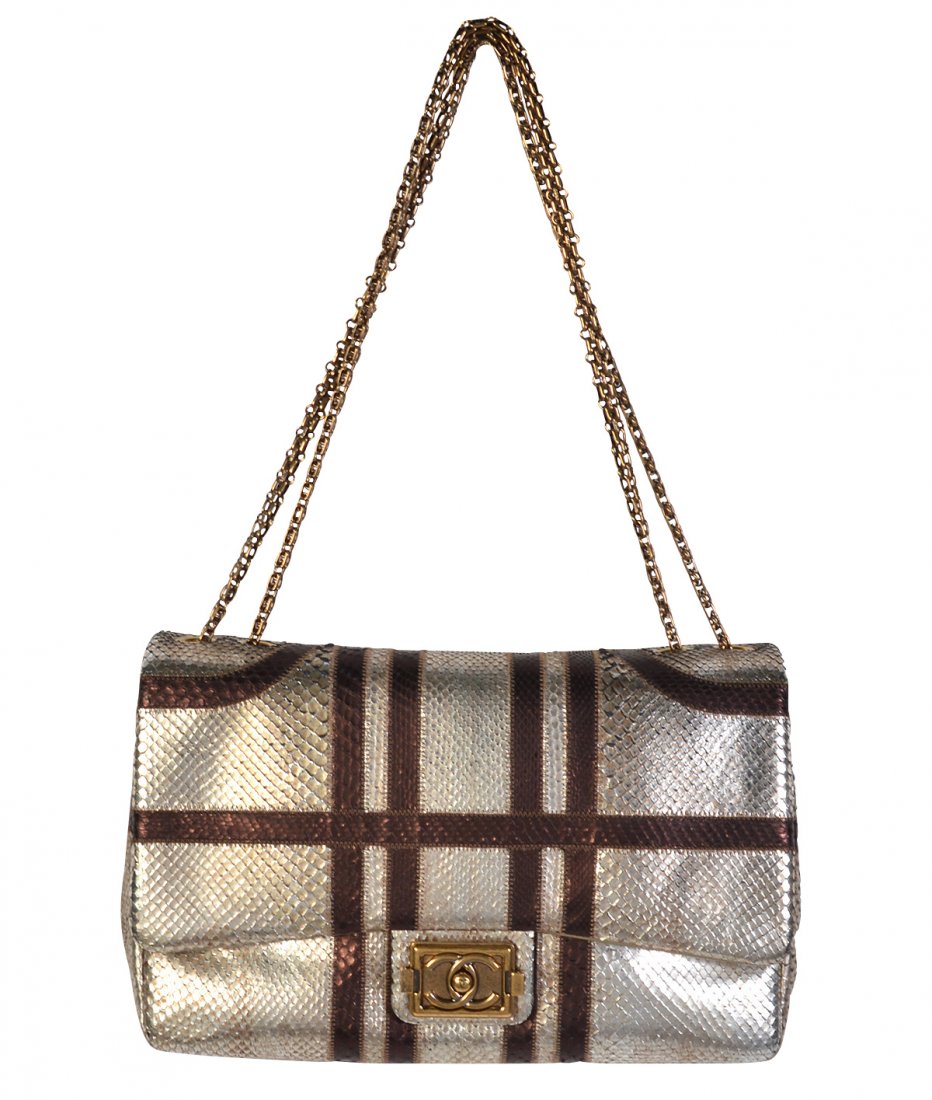 Rare Jumbo CHANEL Handbag with Metallic Python (1 of 15)