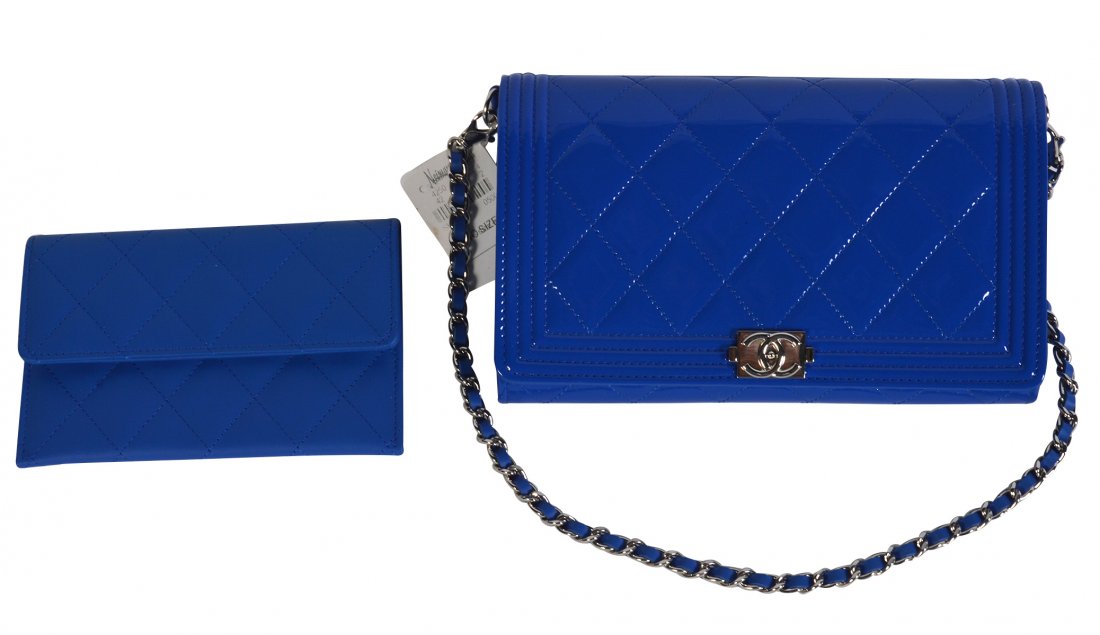New CHANEL 'Le Boy' Blue Wallet on Chain (1 of 12)