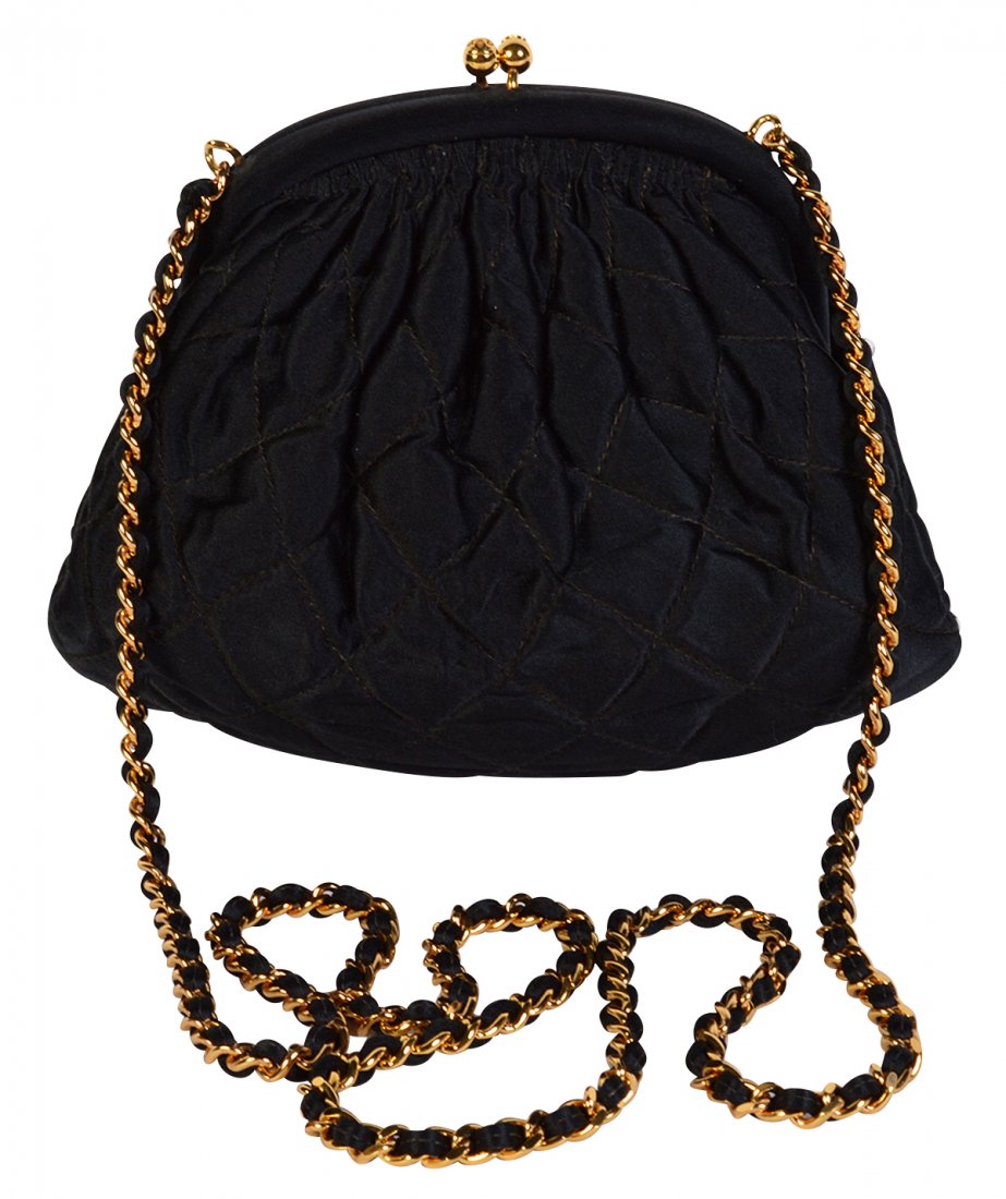 Black Satin CHANEL Quilted Bag (1 of 8)