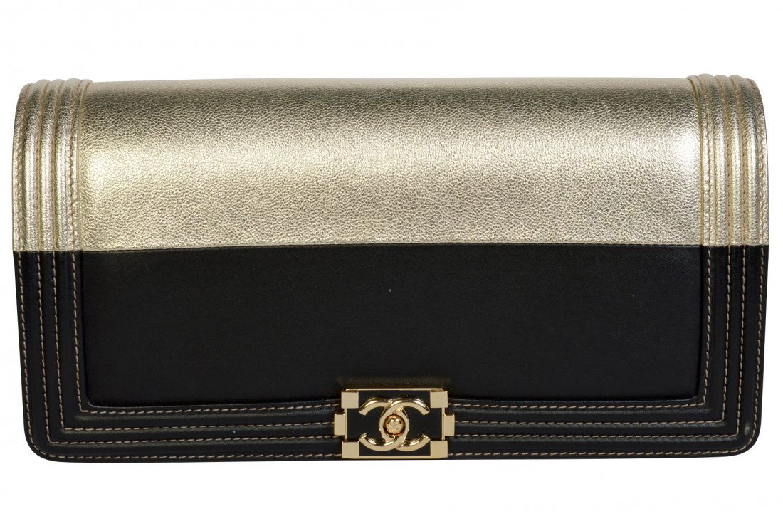 Two Toned CHANEL 'Le Boy' Metallic Leather Clutch (1 of 12)