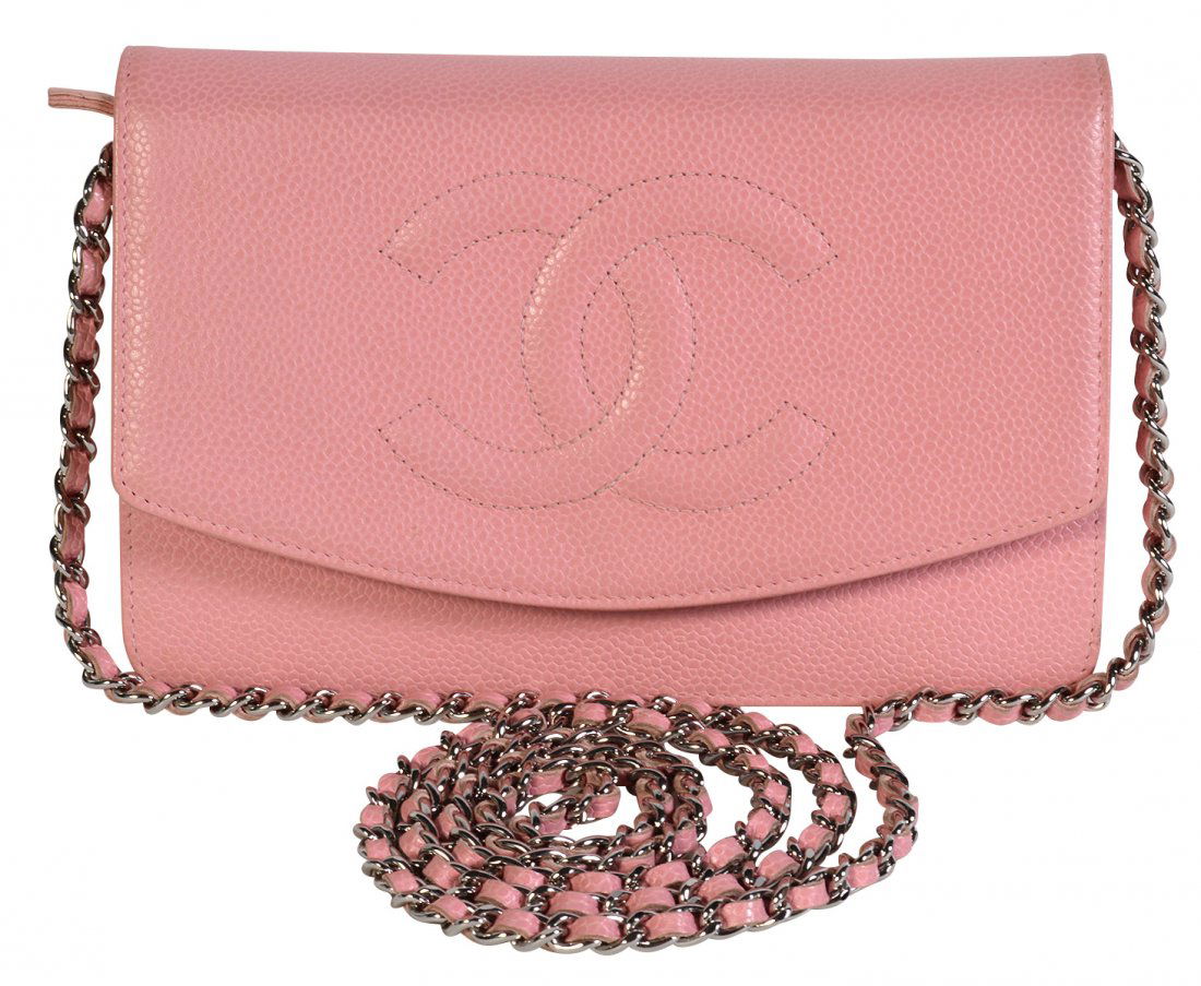CHANEL Pink Caviar Leather Wallet on Chain (1 of 18)