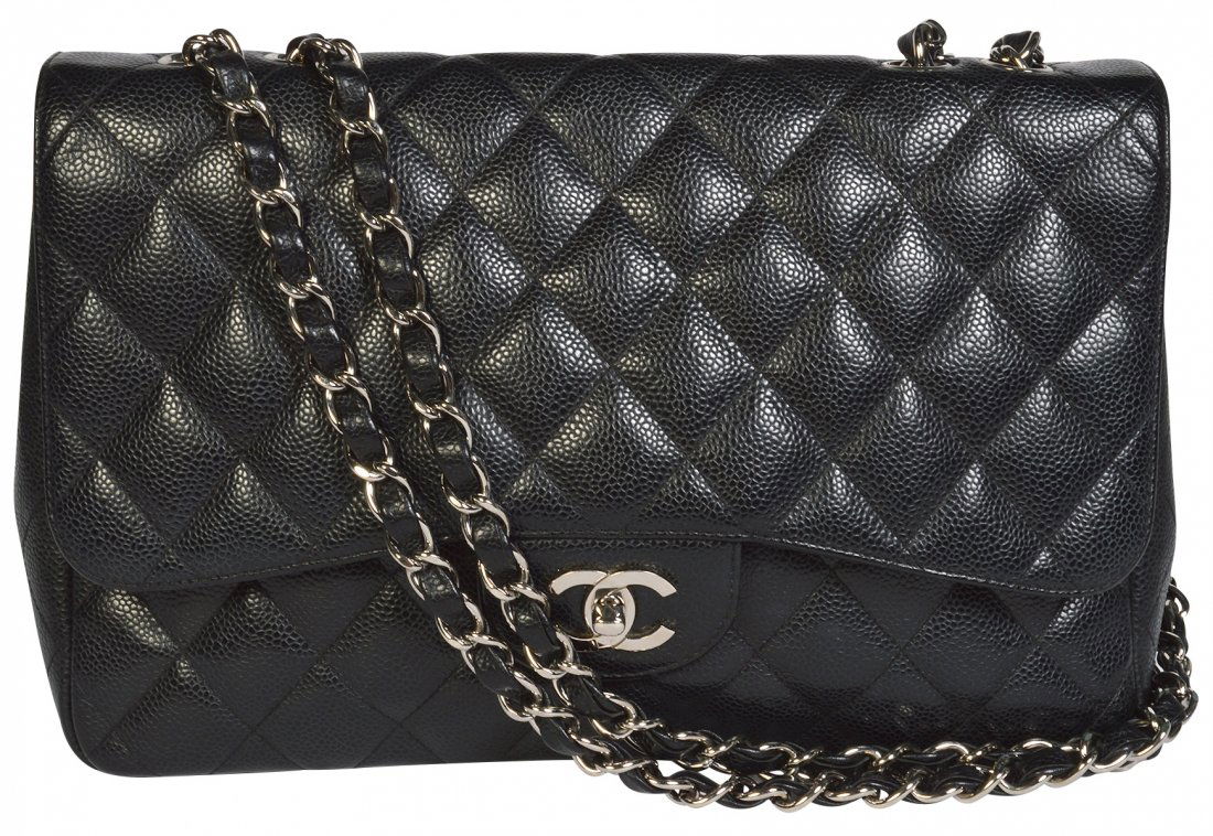 CHANEL Jumbo Black Caviar Flap Shoulder Bag (1 of 11)