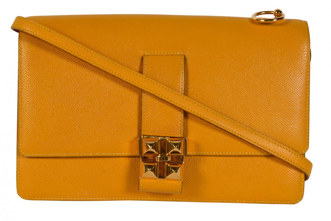 Hermes Yellow Leather Courehavelle Shoulder Bag (1 of 15)