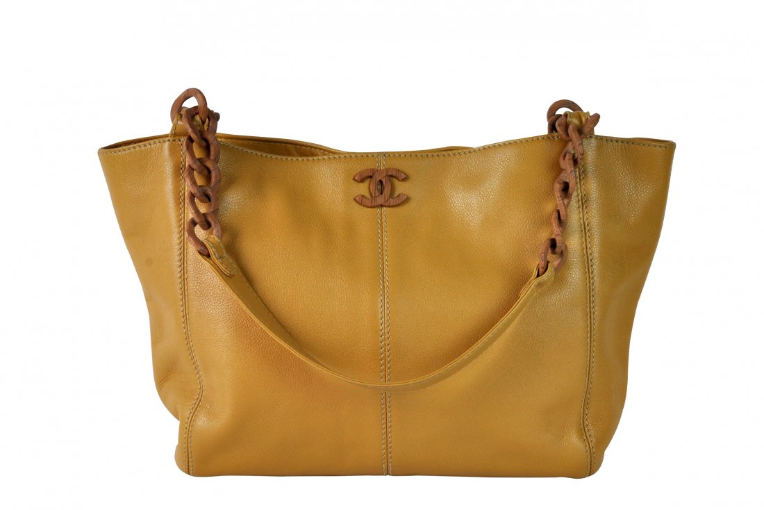 Large Camel Colored Leather CHANEL Shoulder Bag (1 of 11)