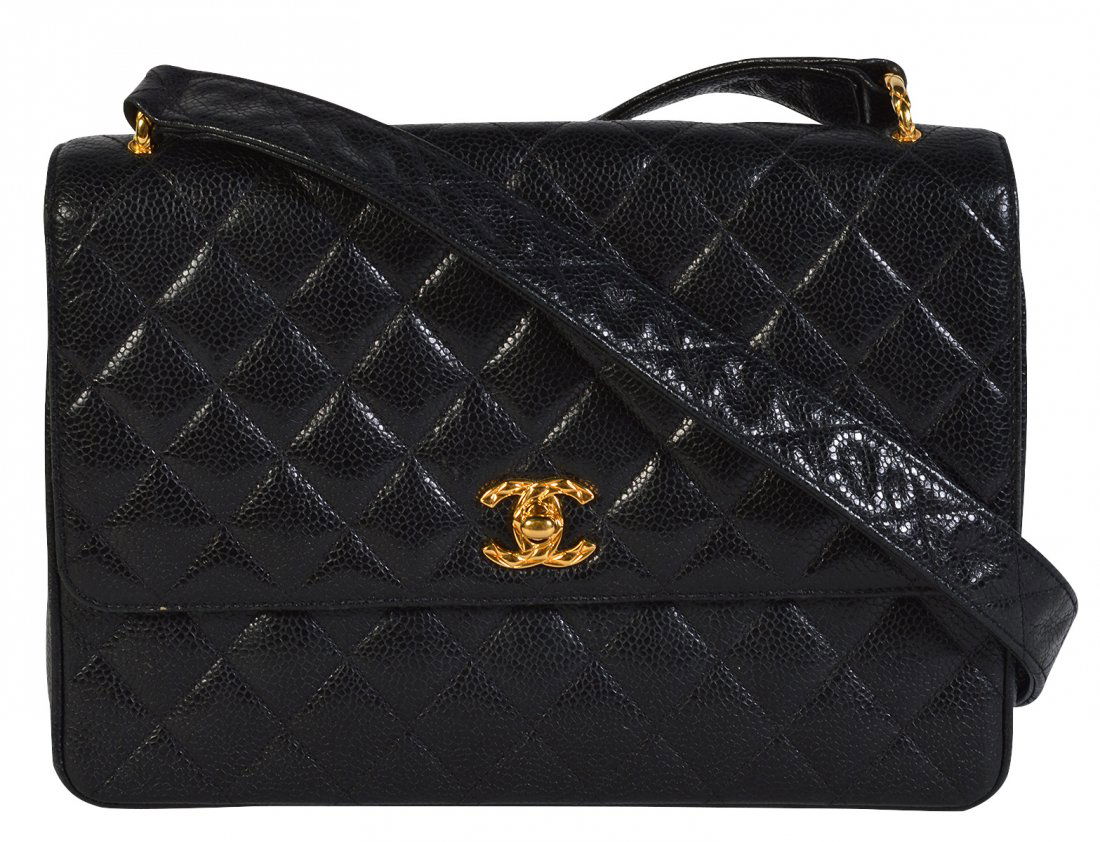 CHANEL Black Caviar Quilted Leather Shoulder Bag (1 of 13)