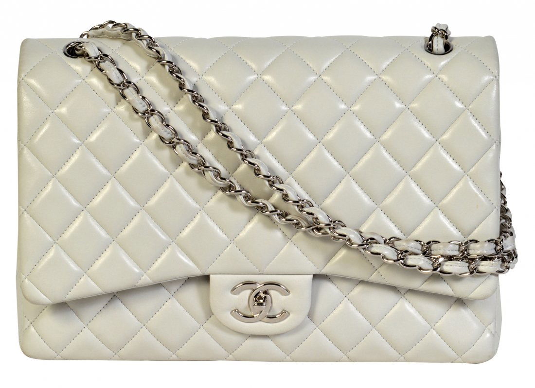Jumbo CHANEL Grey Lambskin Flap Bag (1 of 18)