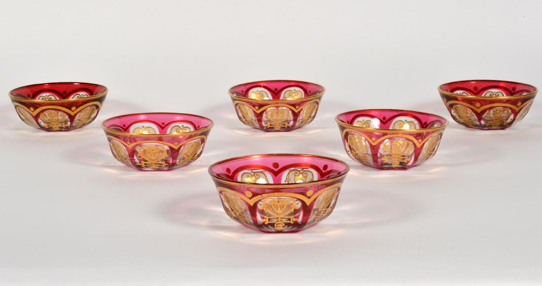 Six (6) Antique Empire Ruby Baccarat Finger Bowls (1 of 7)
