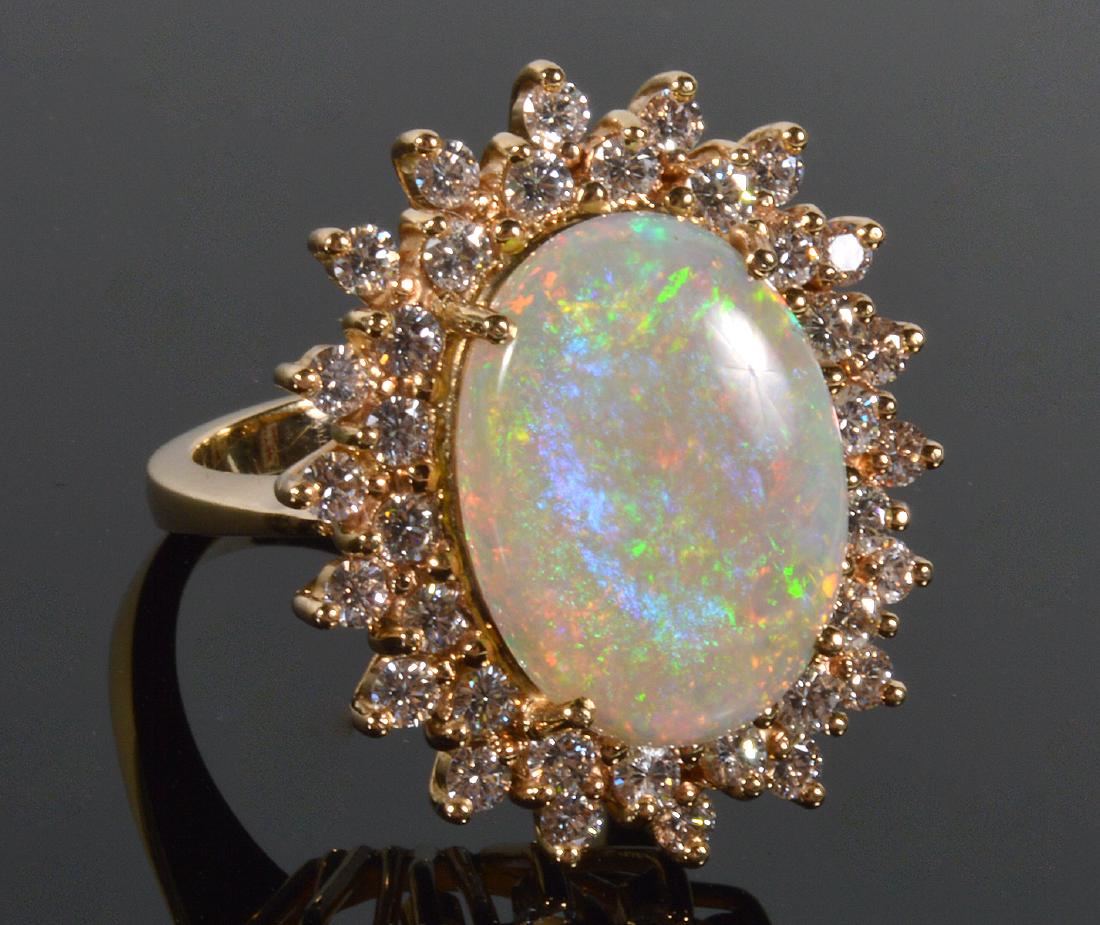 Ladies Opal & Diamond 14Kt Yellow Gold Ring (1 of 8)