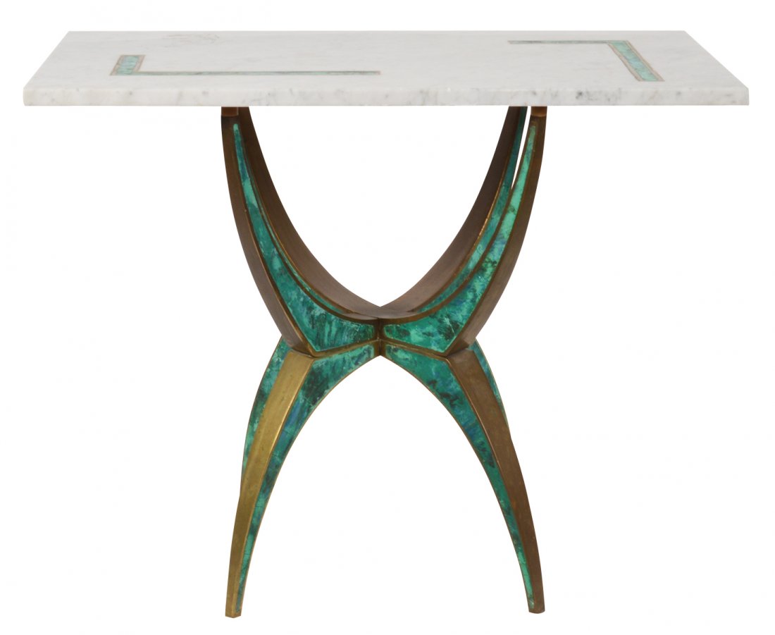 Pepe Mendoza Side Table W/ Inlaid Marble Top (1 of 11)