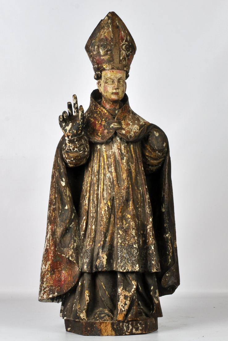 Antique Polychrome Hand Carved Santos St. Nicholas (1 of 7)