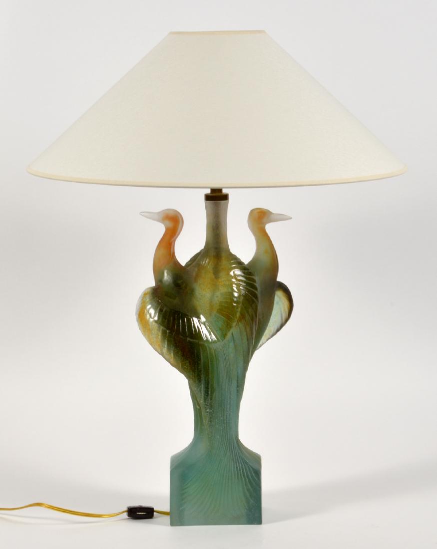 Daum Pate De Verre Double Heron Table Lamp (1 of 10)