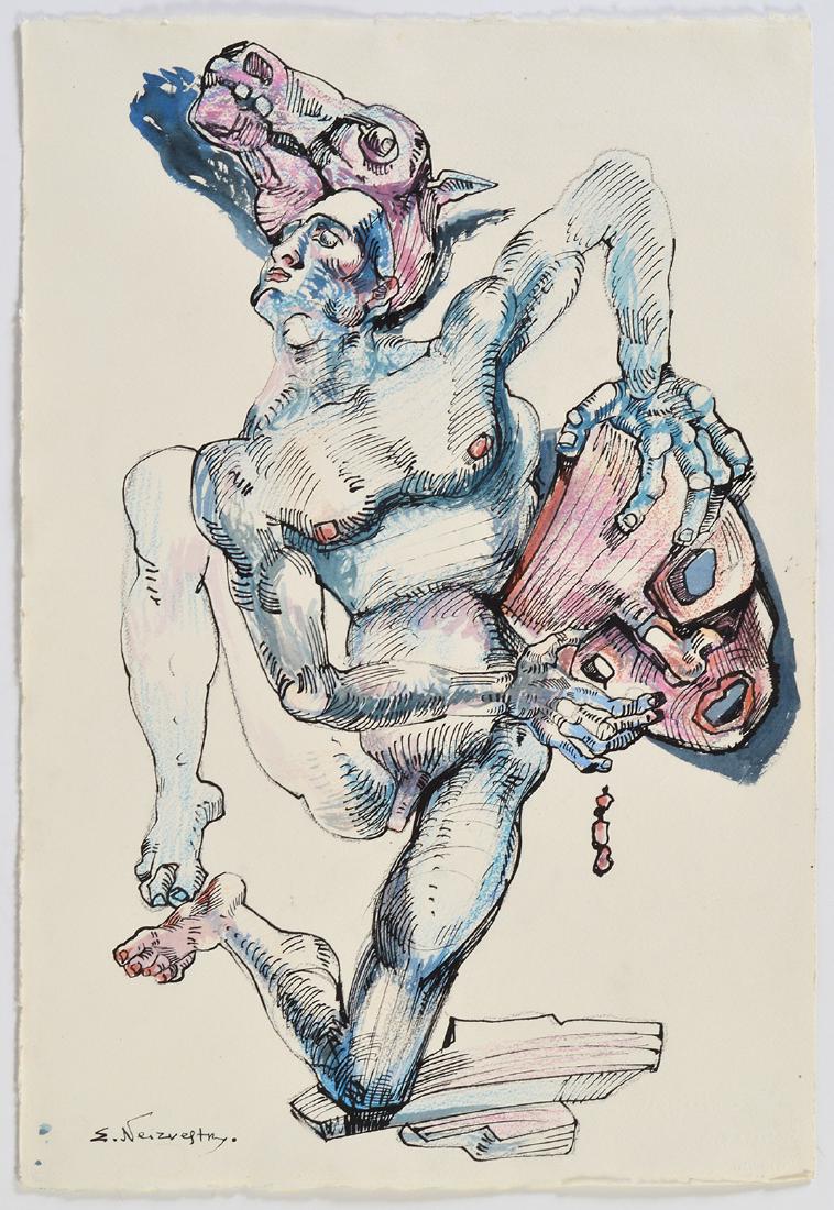 Ernst Neizvestny Watercolor & Ink on Paper (1 of 13)