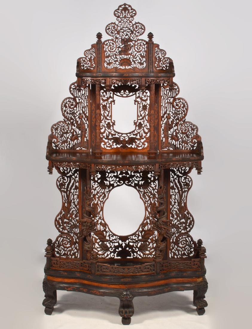 Chinese Hand Carved 3 Shelf Etagere (1 of 20)