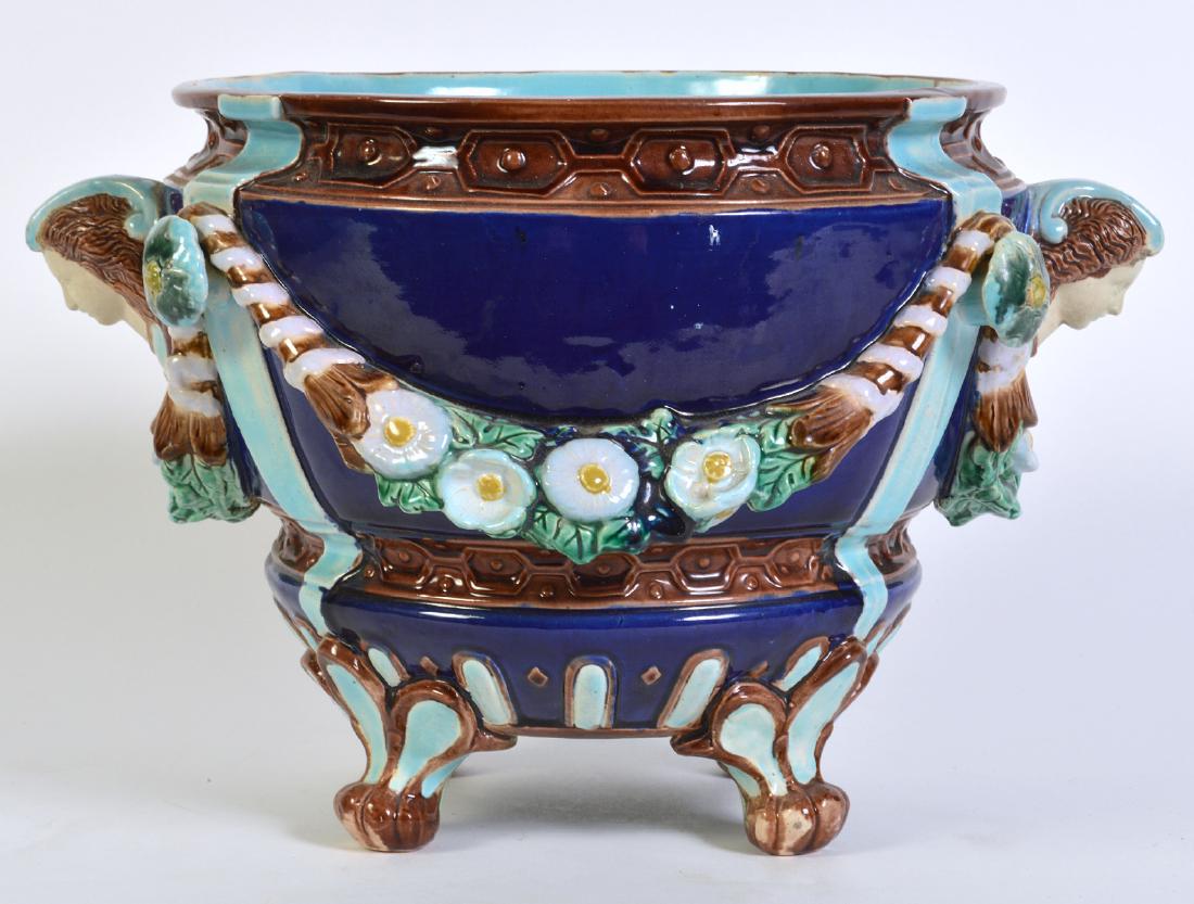 Minton Majolica Footed Jardiniere W/ Floral Swags (1 of 7)