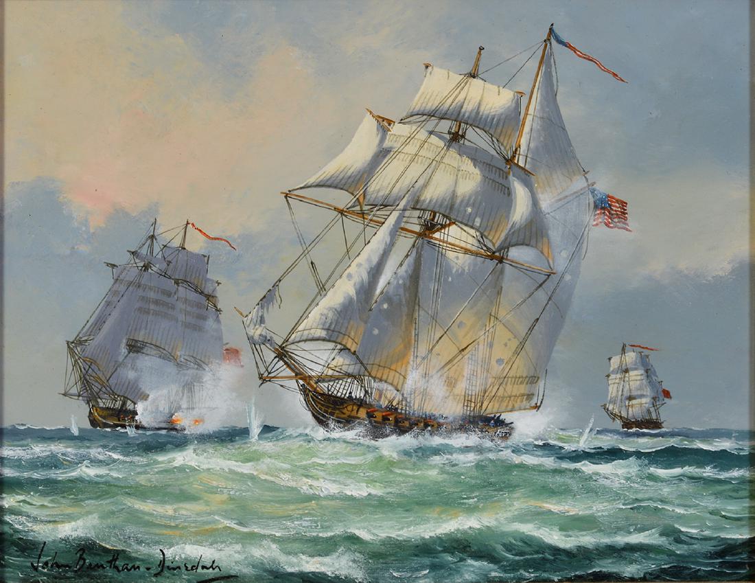 John Bentham Dinsdale 'Battle on High Seas' Oil (1 of 6)