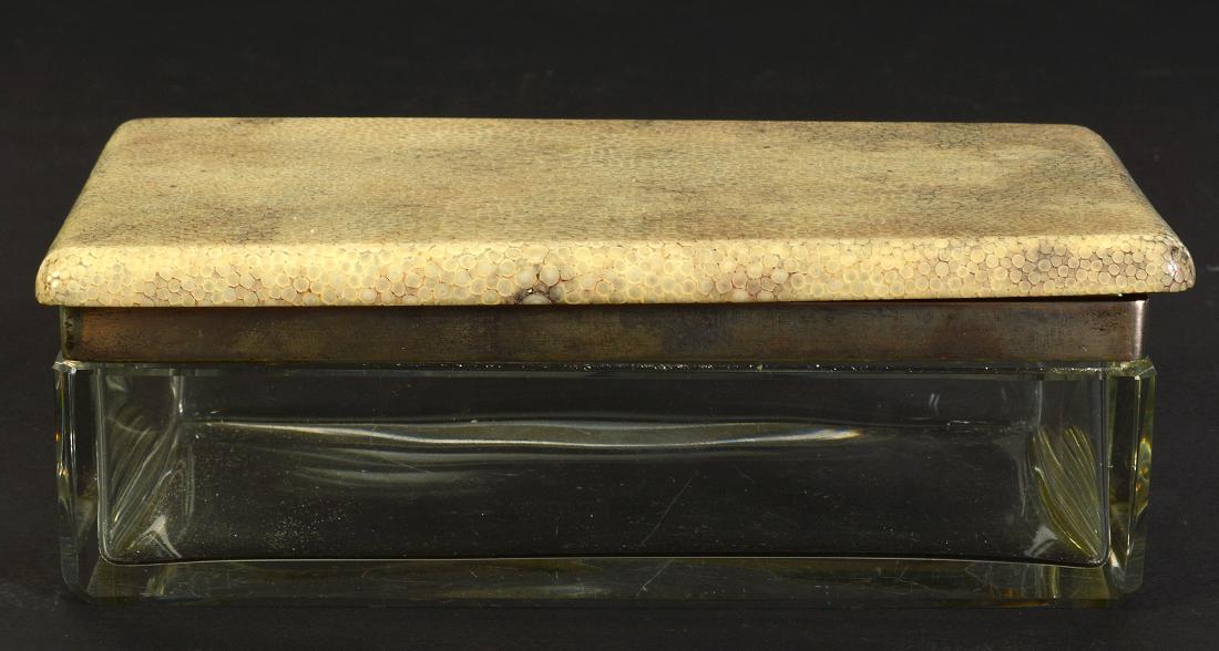 Shagreen Lidded Glass Box with Sterling Mounts (1 of 7)