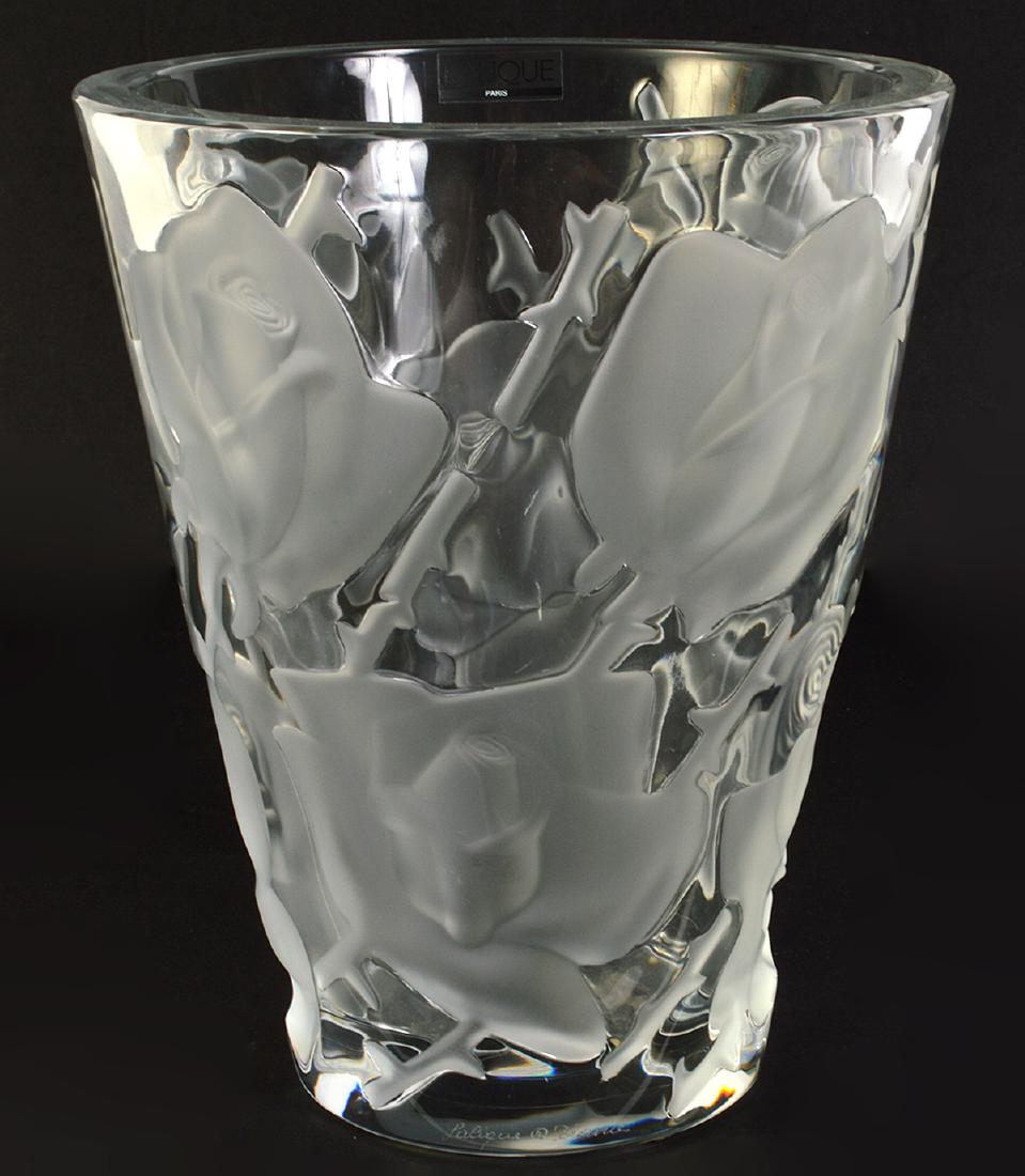 Lalique 'Ispahan' Rose Pattern Vase (1 of 5)
