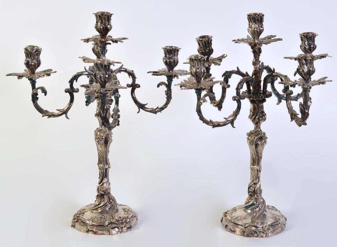Pr. Silvered Bronze 5 Arm Candelabras (1 of 7)