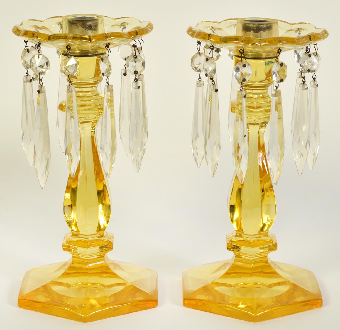 Pr. Heisey Sahara Yellow Glass Candlestick (1 of 8)