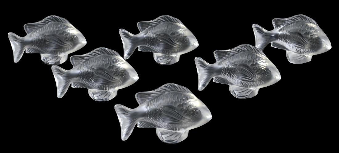 6 Lalique Crystal Fish Place Card Holders (1 of 4)
