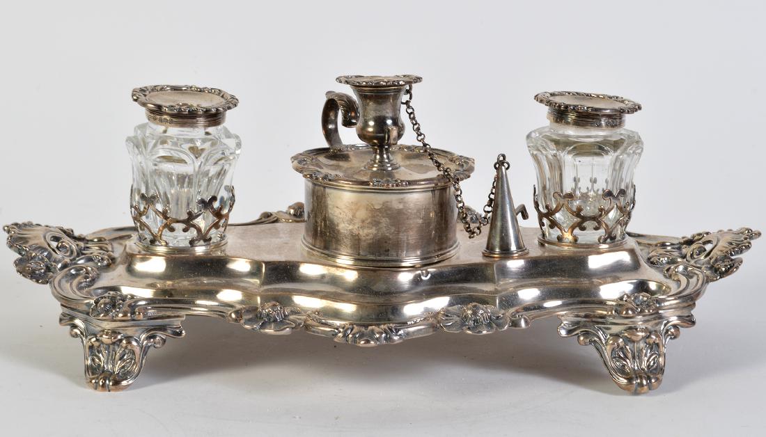 English Victorian Sterling Hallmarked Inkstand (1 of 12)