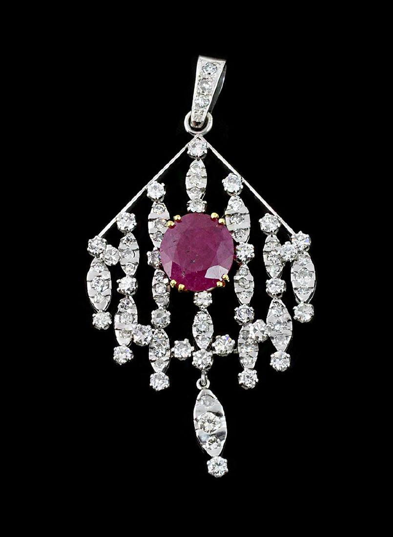 18Kt WG Ruby & Diamond Articulated Pendant (1 of 6)