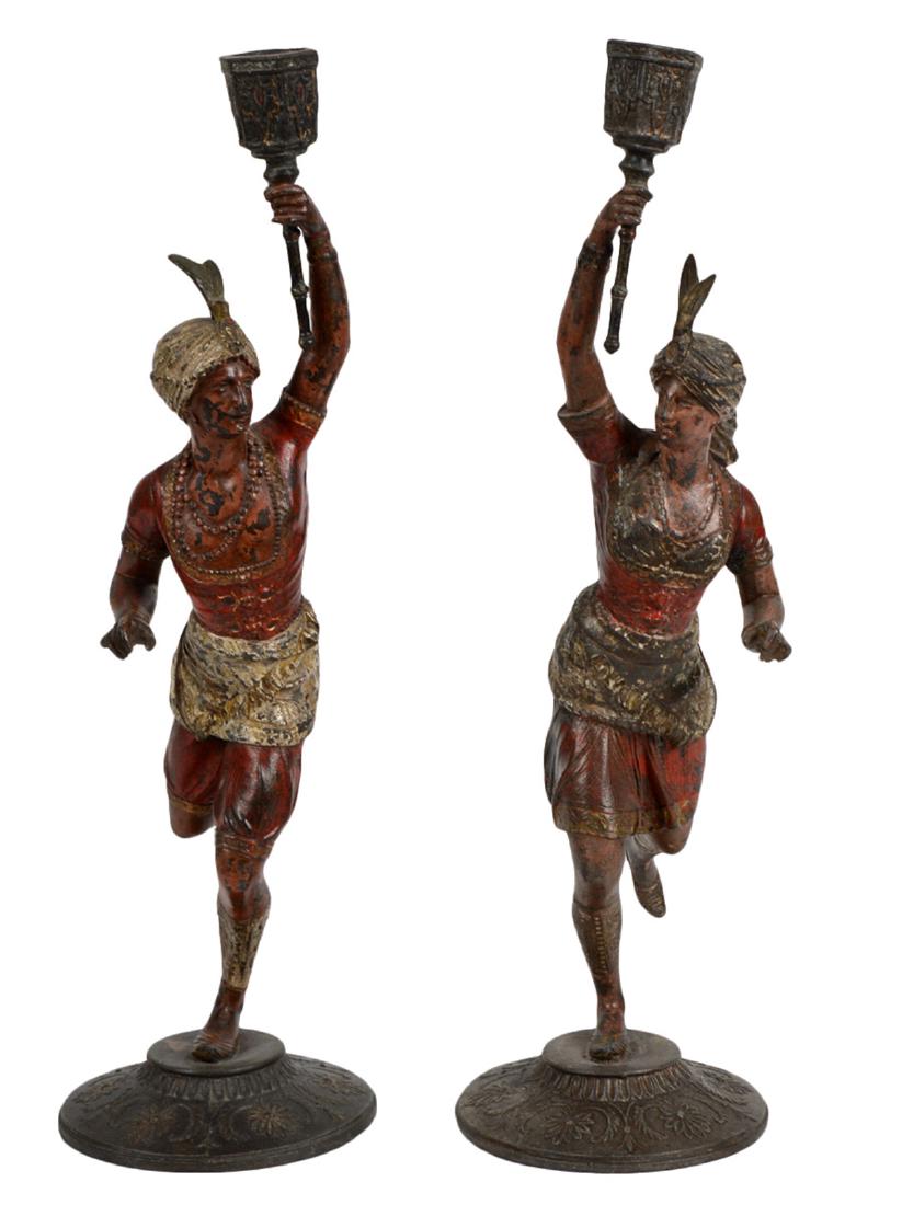 Pr. Orientalists Figural Metal Candlesticks (1 of 10)