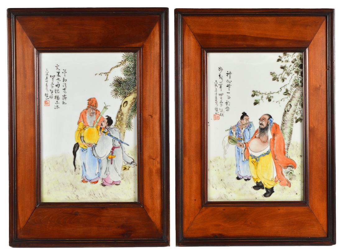 Pair of Chinese Plaques on Porcelain (1 of 11)