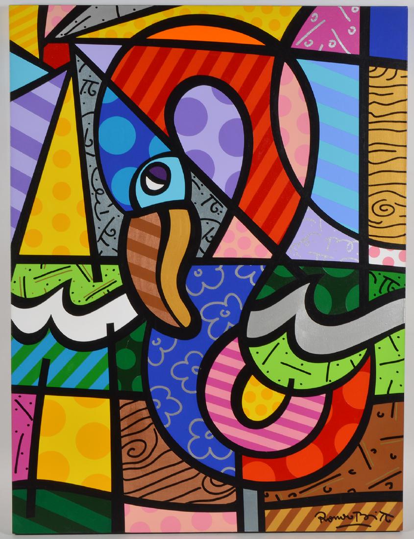 Romero Britto 'Flamingo' Acrylic on Canvas (1 of 10)