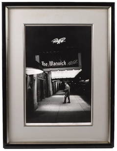 Alfred Wertheimer 'Elvis at the Warwick 1956': Alfred Wertheimer, Germany (1929-2014) 'Elvis at the Warwick 1956', signed lower right, numbered lower left 26/950. Hand written on back 'Elvis Presley enters the Warwick Hotel after finishing rehears