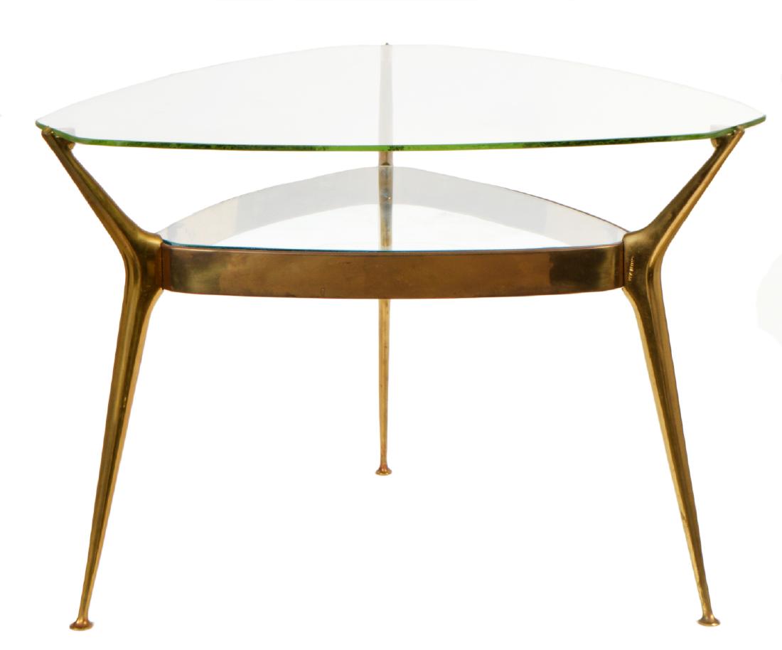 Style Of Gio Ponti Glass Bronze Side Table