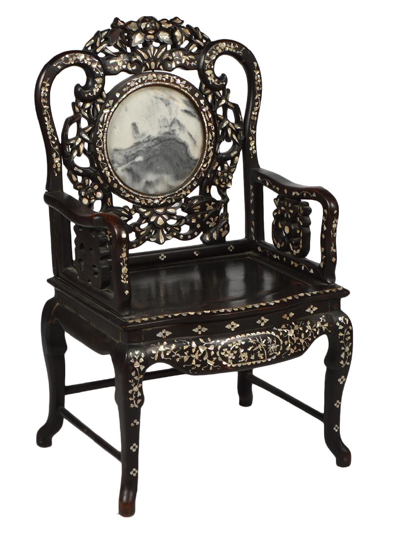 Chinese Chair with MOP Inlays & Marble Insert (1 of 14)