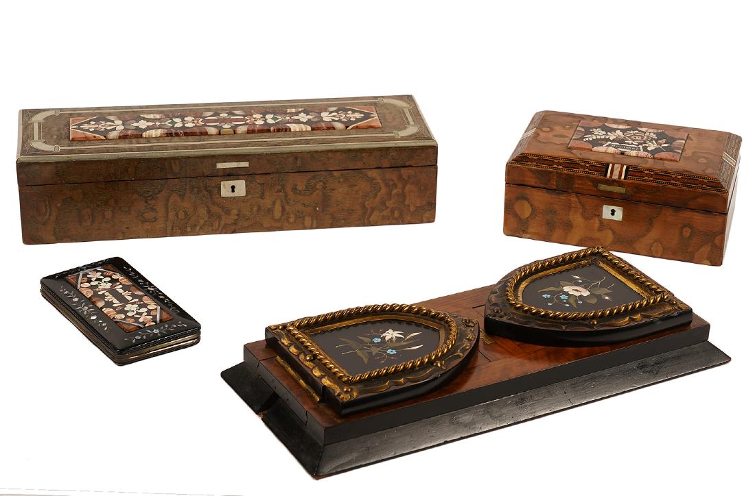 Betjemann Bookends & 3 Pietra Dura Pcs. (1 of 20)