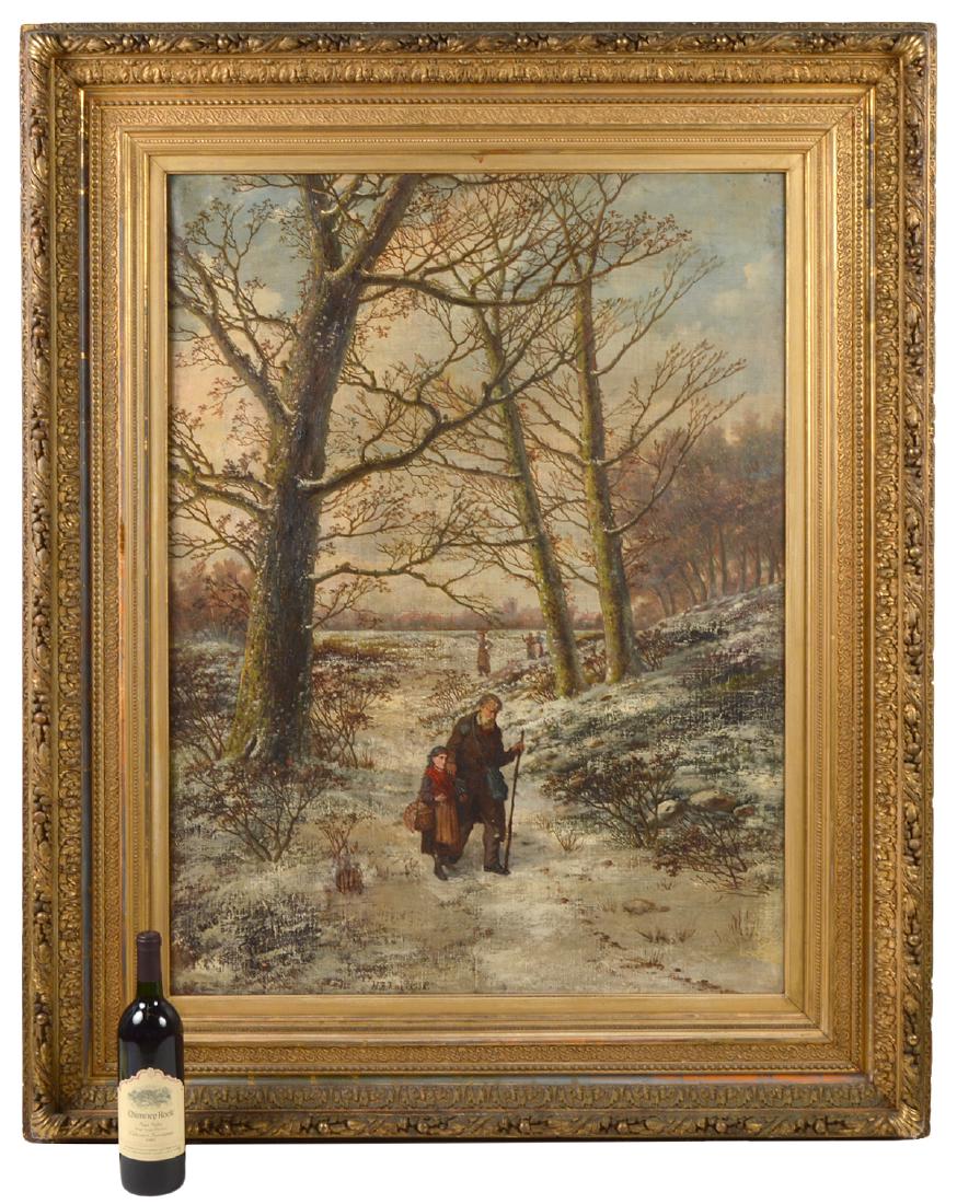 Hendrik Barend Koekkoek 'Walking in the Snow' O/C (1 of 17)