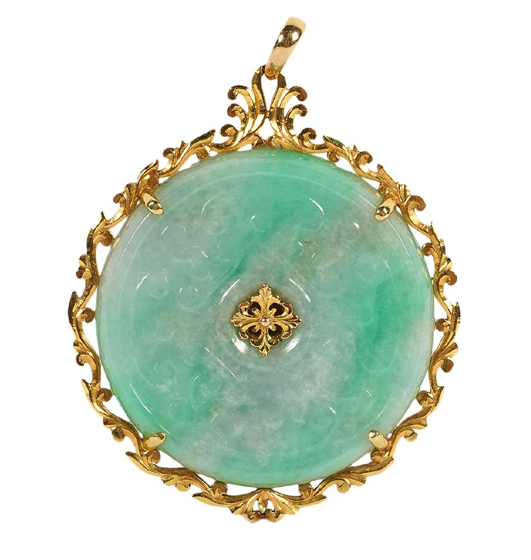 Chow Tai Fook Jade Pendant 14KT Gold (1 of 7)