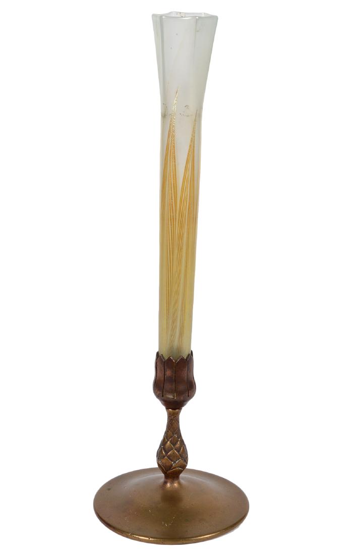 Tiffany Studios Bronze & Glass Bud Vase (1 of 9)