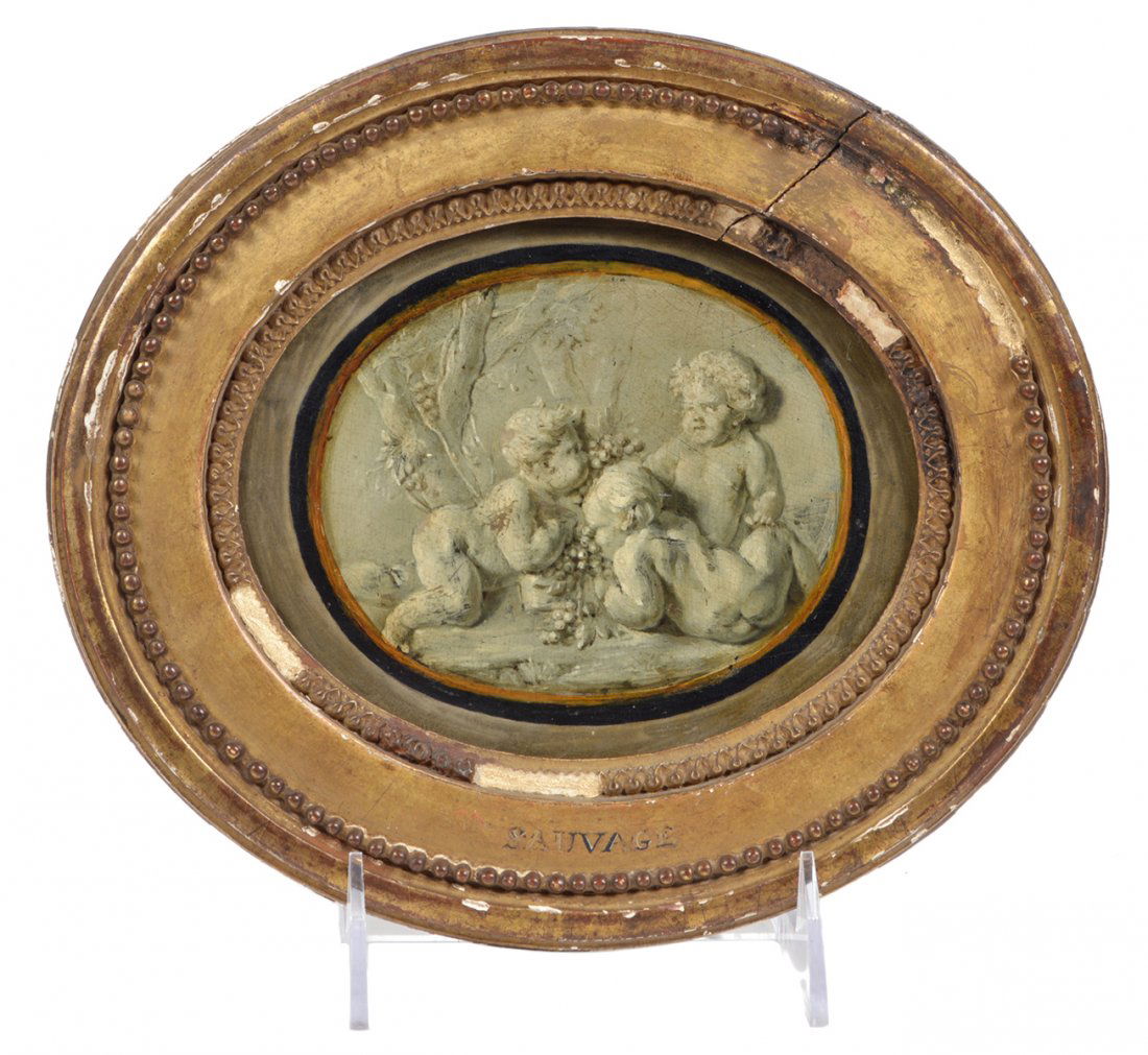 Attributed to Piat Sauvage Miniature Oil on Board (1 of 7)