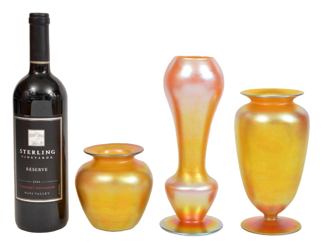 3 Iridescent Gold Quezal Vases (1 of 6)