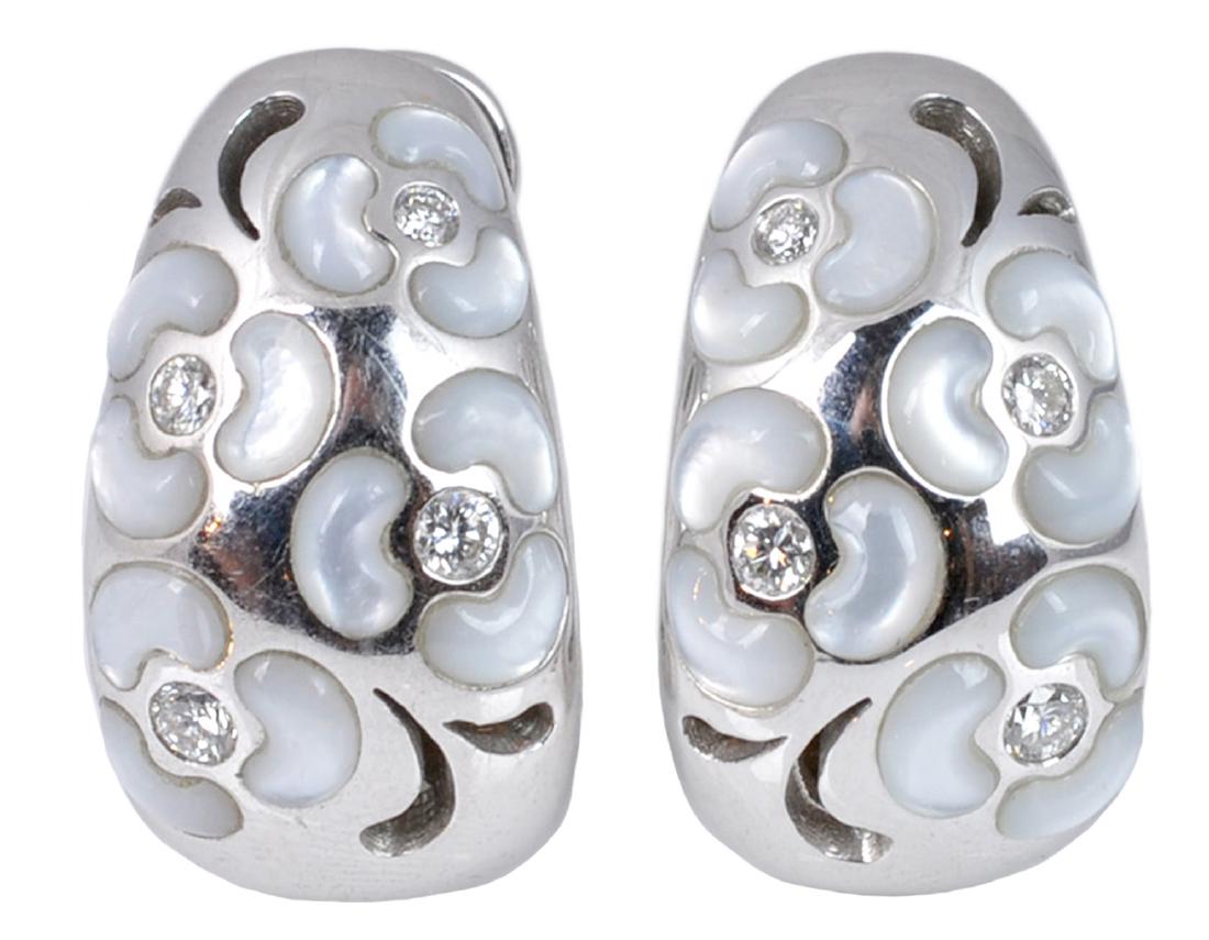 18Kt White Gold and Diamond Half Hoop Earrings (1 of 5)