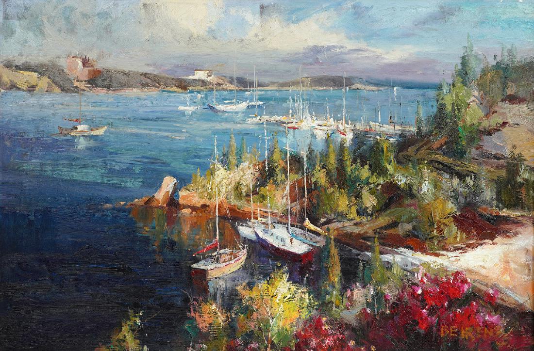Howard Behrens 'Sailboats in the Harbor' O/C (1 of 10)