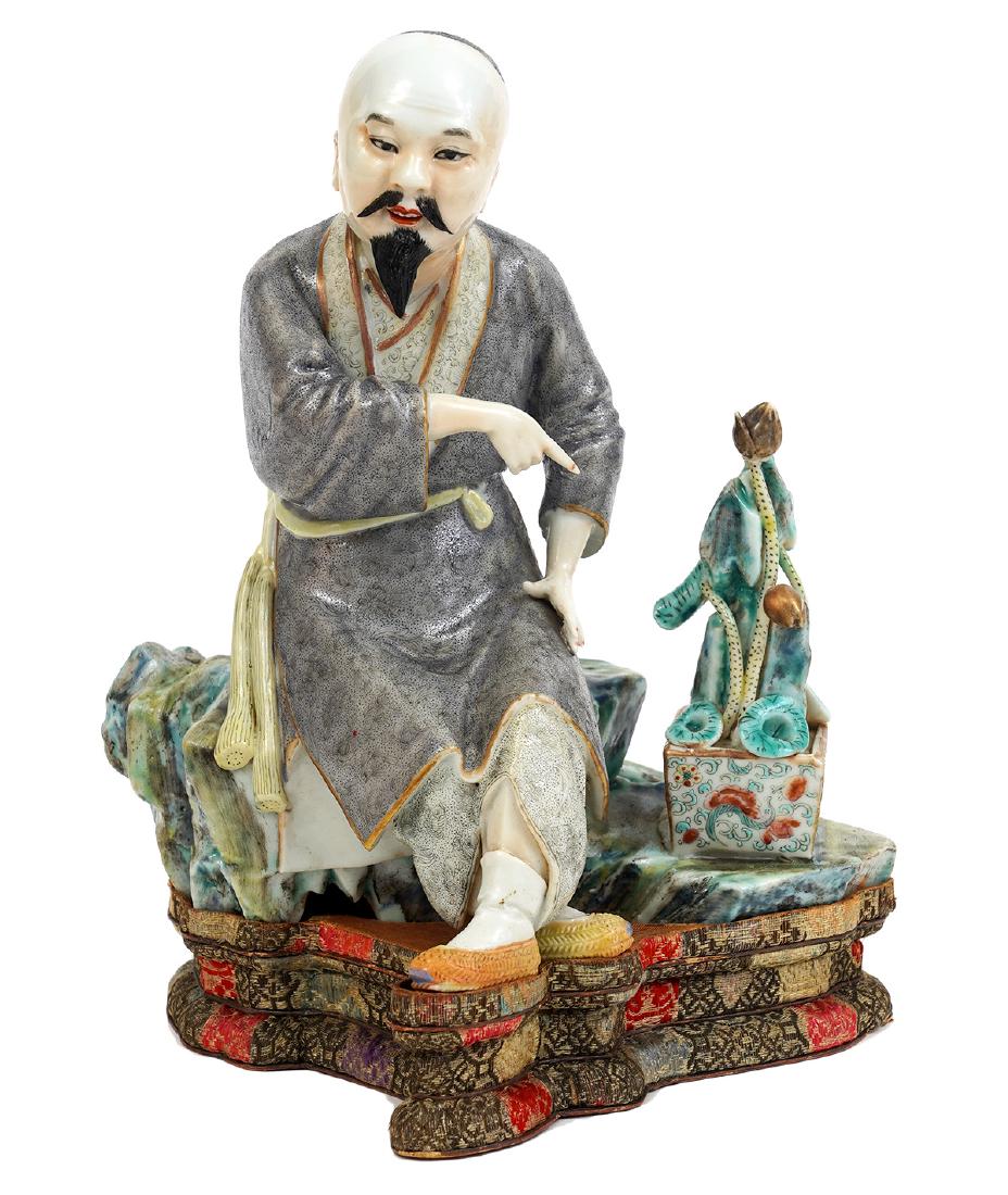 Chinese Porcelain Figure on Fabric Covered Base (1 of 10)