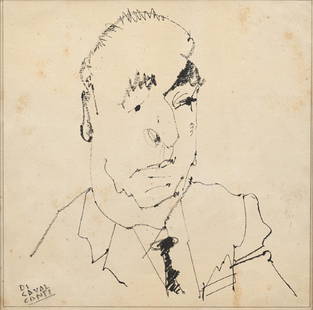 Emiliano Di Cavalcanti 'Self Portrait': Emiliano Di Cavalcanti, Brazil/France (1897-1976) 'Self Portrait' ink on paper, signed lower left. Dimensional mounting on black in black frame. Measures 17.25"H x 17.25"W framed; 8"H x 8"W unframed.