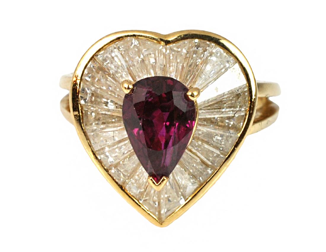18k Gold, Ruby and Diamond Ballerina Style Ring (1 of 7)
