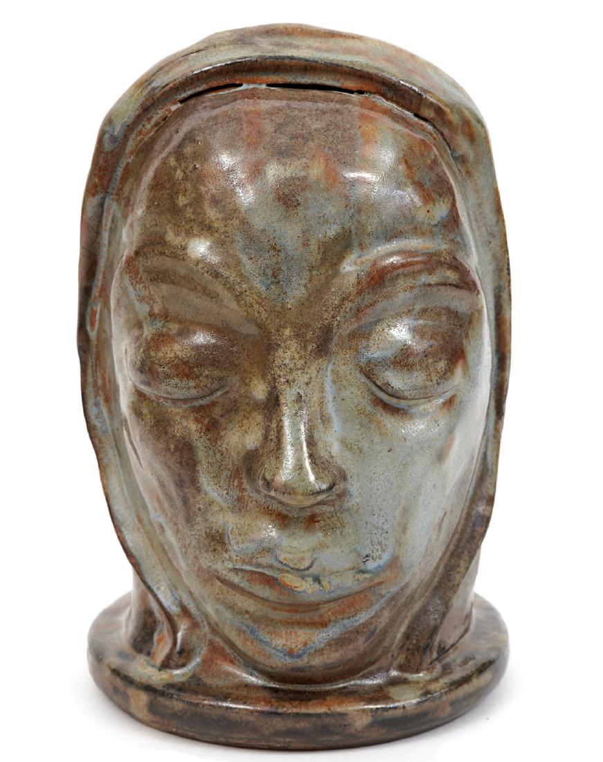 Rare & Important Erica Deichmann Ceramic Bust: Erica Deichmann ceramic bust dated 1938, signed on bottom. Important piece reminiscent of a native Inuit Canadian. Good condition with some invisible restoration around the base. 9.25" H x about 6.5" 