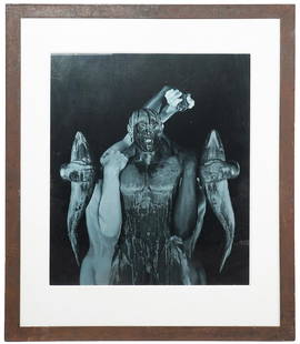 Len Prince 'Perry With Wire' Numbered Photograph: Len Prince, American (1953-) Sepia toned numbered photograph, 1/10, dated 1990. Fay Gold Gallery label on back. Measures 29.25"H x 24.25"W framed; 20.5"H x 16.75"W. Condition report: overall condition