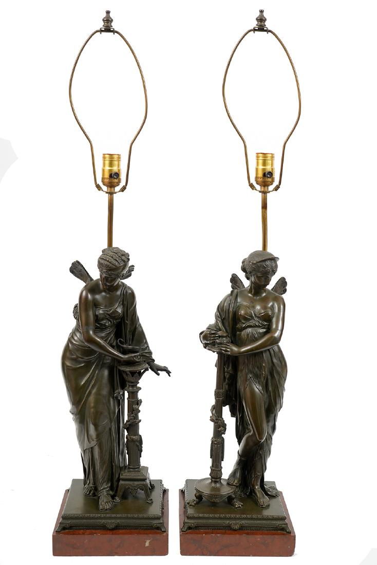 Pair French Empire Bronze Lamps (1 of 13)