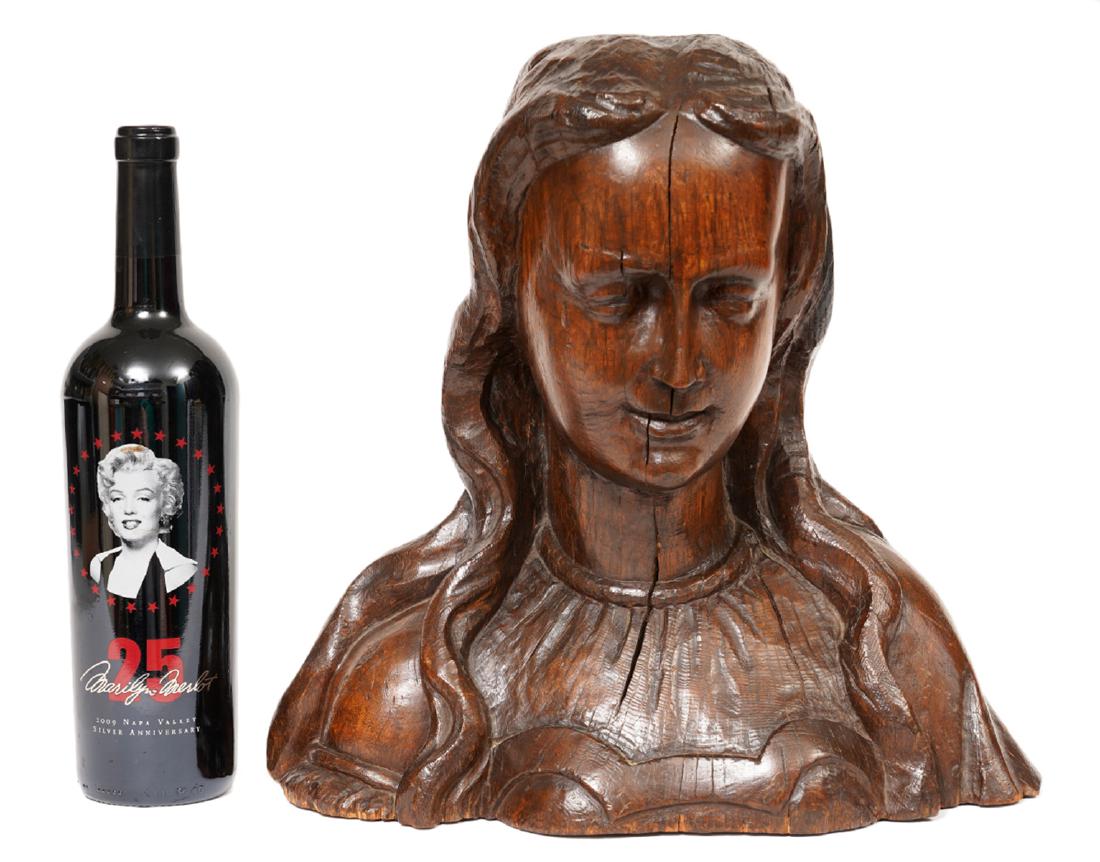 18th C. Continental Carved Wood Bust (1 of 8)